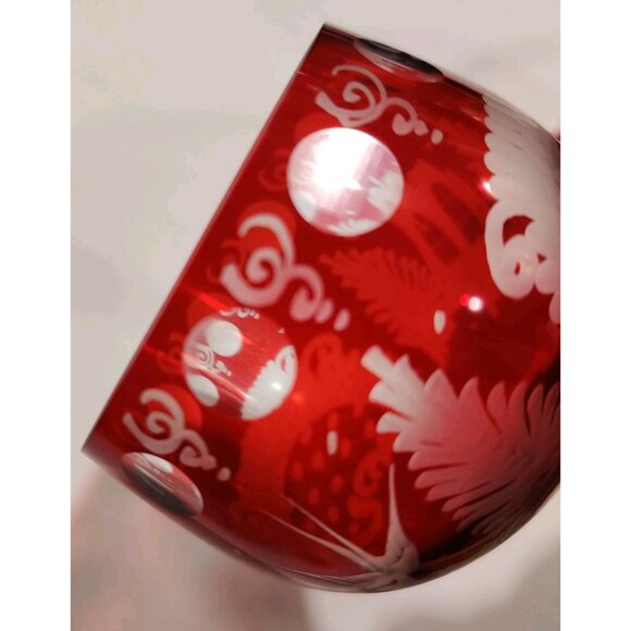 Vtg EGERMANN Ruby Wine Glass Stag Red Staining Bohemian Baroque 2.5x4.5" - Picture 15 of 16